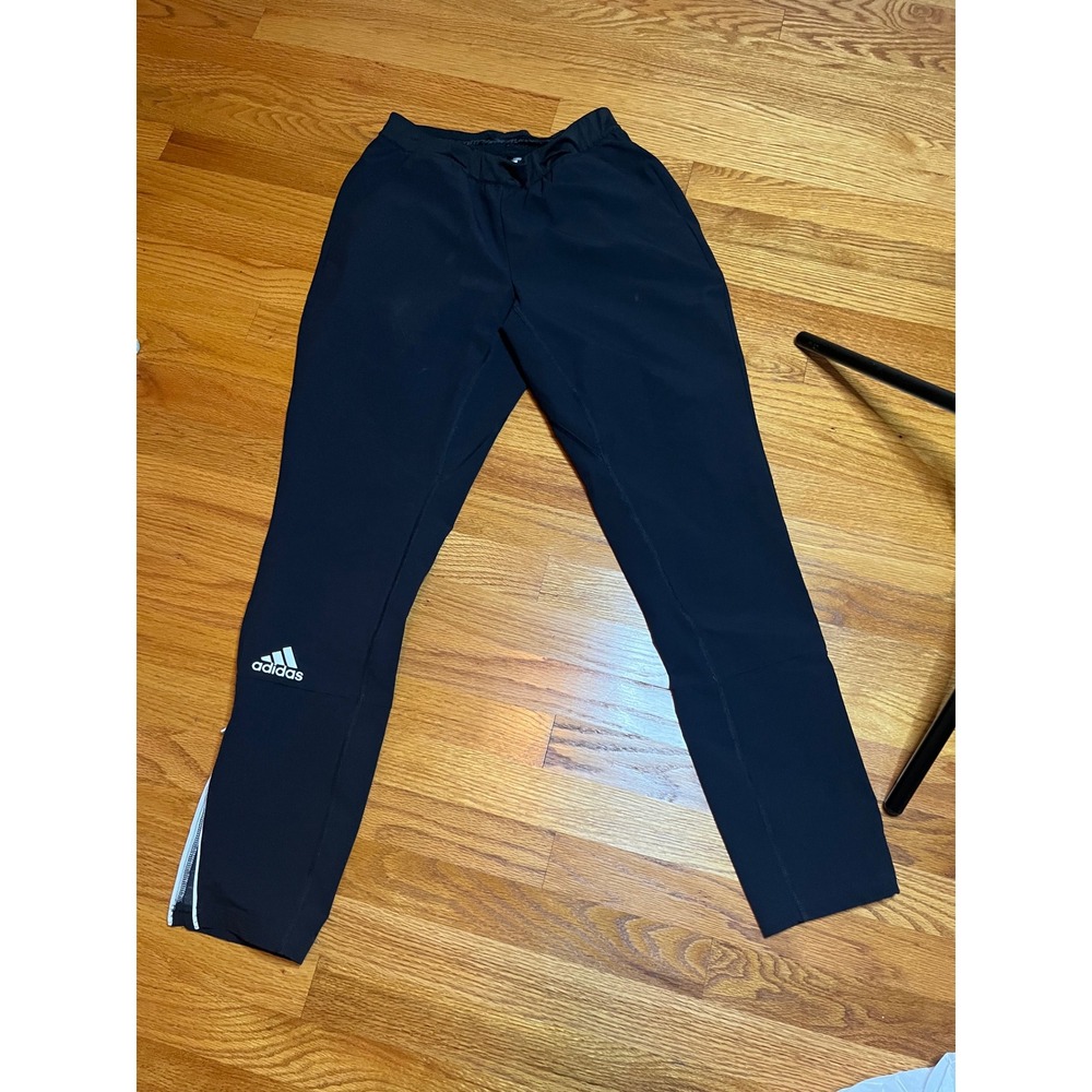Adidas Running Pants Track Lightweight Zip ankles Athletic Black Coated S